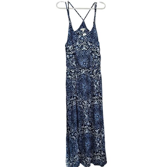 NWT Nine Britton Jenni Knit Strappy Back Maxi Dress Blue Floral Med - Picture 1 of 12